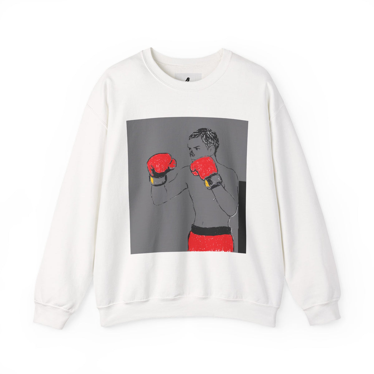 Boxing Illustration Crewneck Sweatshirt — Vintage Boxer Graphic Pullover