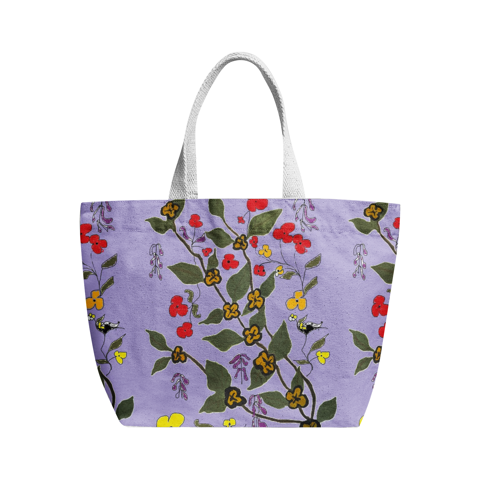 floral print Natural Canvas Tote Bags