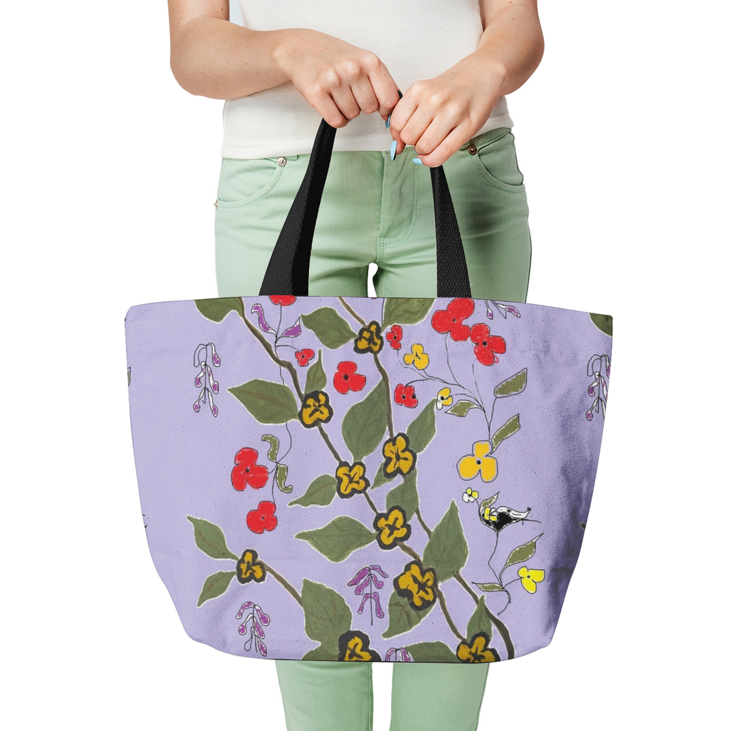 floral print Natural Canvas Tote Bags