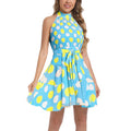 Ruffle Hem Belted Halter Dress