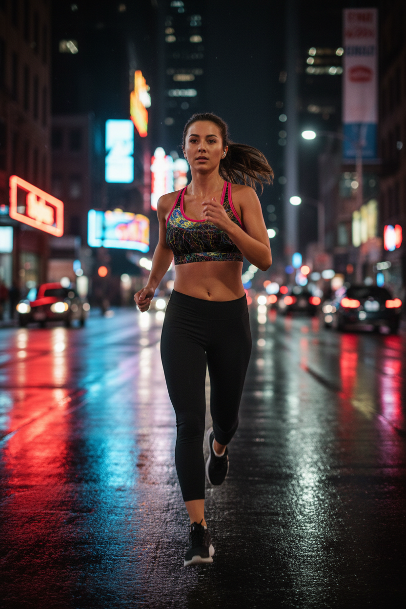 Black Neon Sports Bra - Night Run