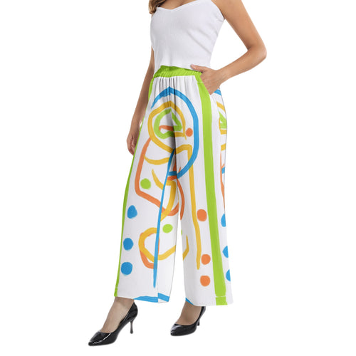 abstract art colors-Elastic Waist Wide Leg Pant