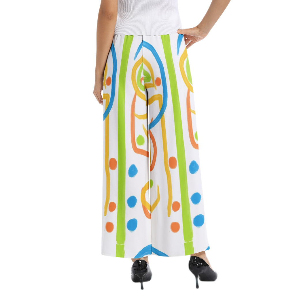 abstract art colors-Elastic Waist Wide Leg Pant