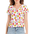 floral Batwing Sleeve V-Neck Top