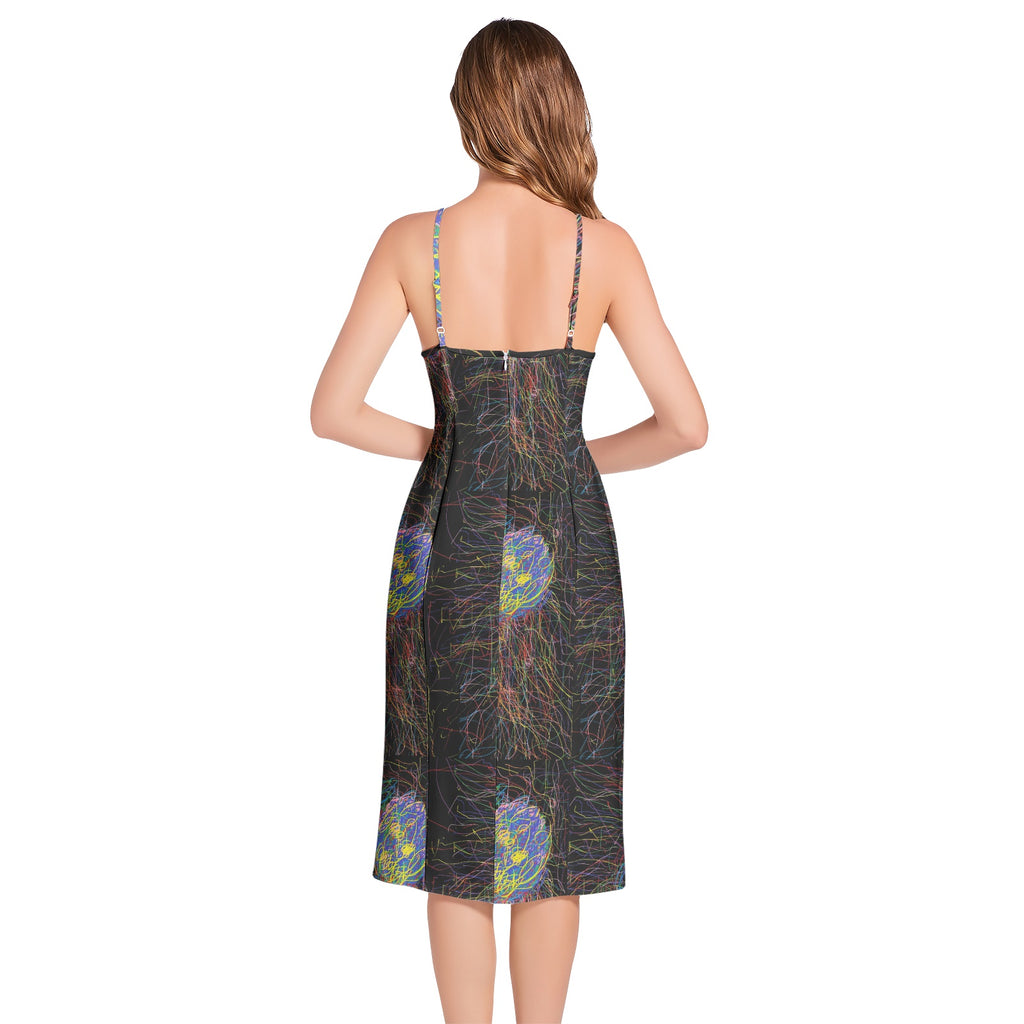 Black Split Thigh V-Neck Cami Dress