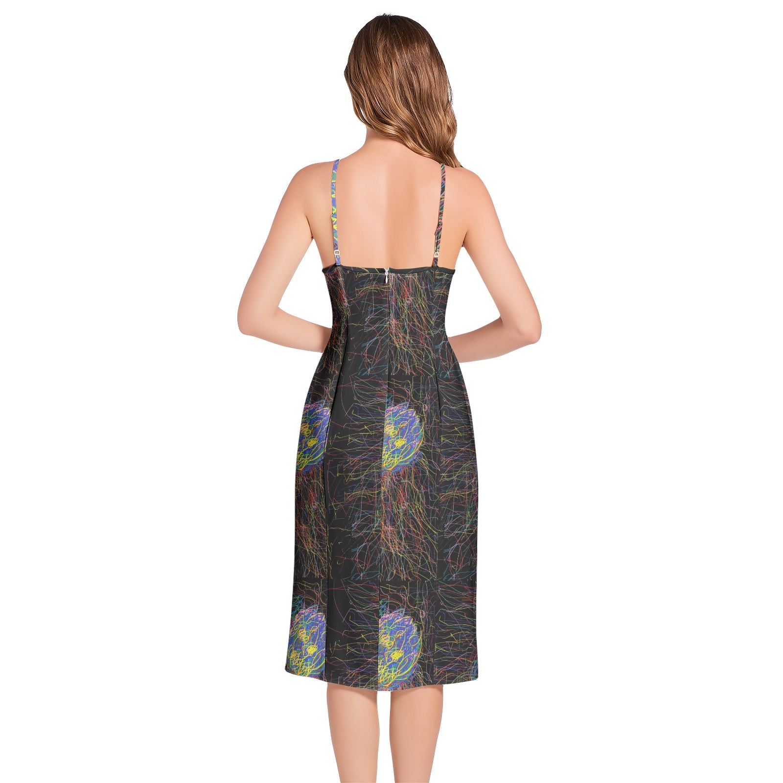 Black Split Thigh V-Neck Cami Dress