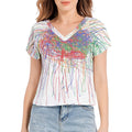 print multicolo rBatwing Sleeve V-Neck Top