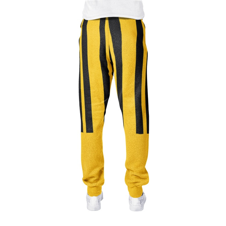 black & yellow stripes Print men's joggers sweatpants