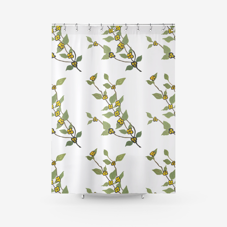 Textured Fabric Shower Curtain Printed Bathroom Curtains