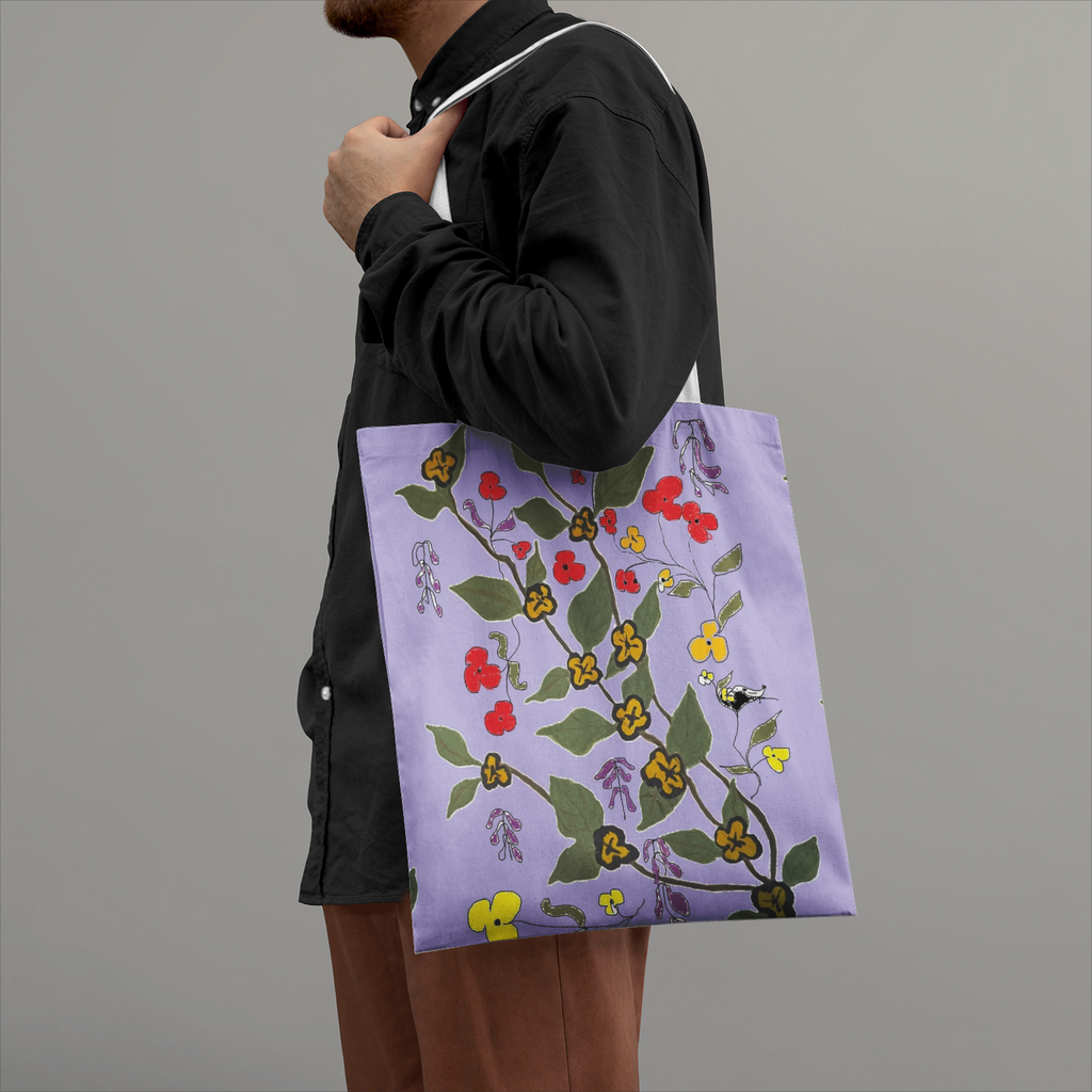 floral print Natural Canvas Tote Bags