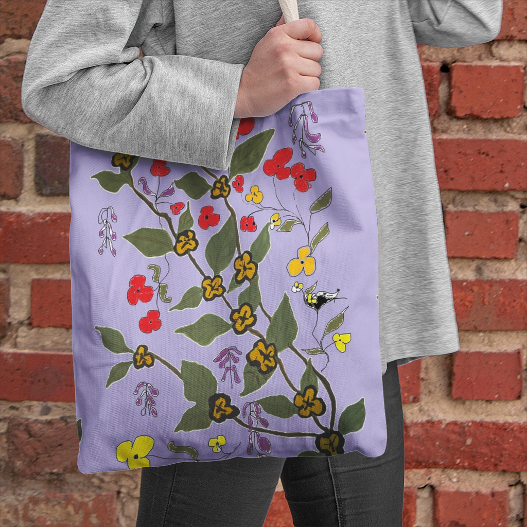 floral print Natural Canvas Tote Bags